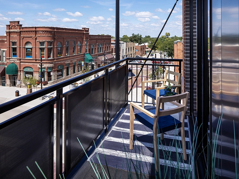 apartment balcony overlooking main street