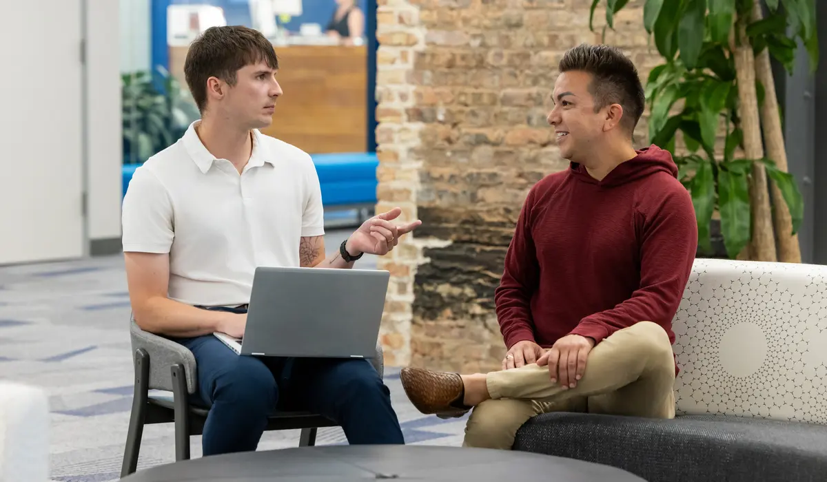 Connor Moellenbeck and Jr. Garcia working together as recruiters.